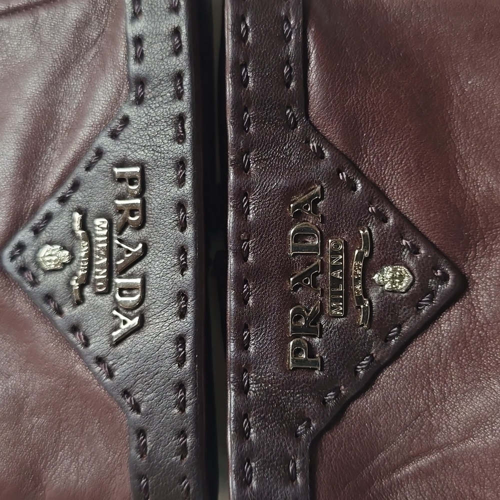 Prada Fig Nappa Gloves Size: 7 Color: Cacao Vintage & Authentic - Picture 5 of 16